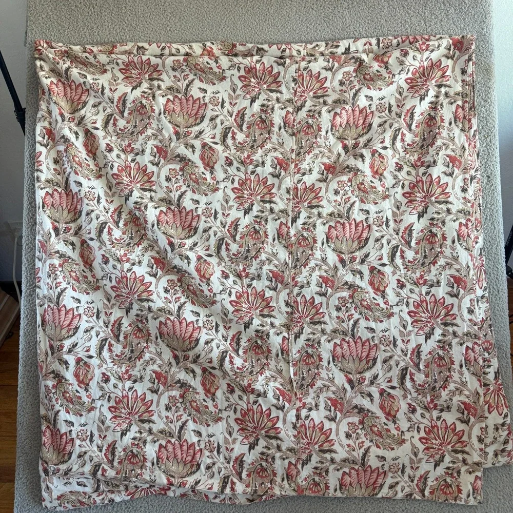 Pottery Barn Octavia Flora Linen Cotton Duvet Cover + 2 Shams Cottage Shabby